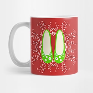 Cute lime ladies pumps on mandala pattern Mug